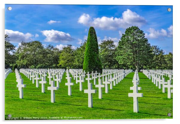 World War 2 Cemetery Normandy France Acrylic by William Perry
