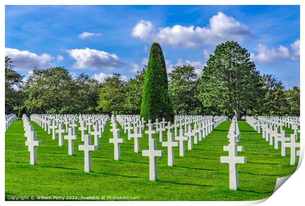 World War 2 Cemetery Normandy France Print by William Perry