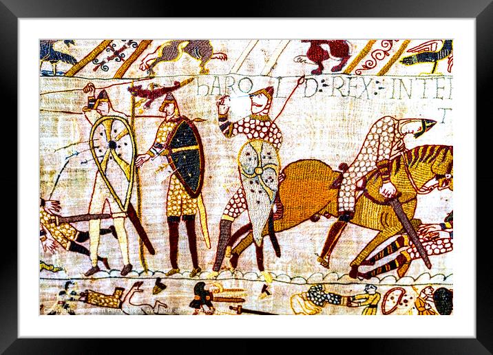Death King Harold Battle Hastings Bayeux Tapestry Normandy Franc Framed Mounted Print by William Perry