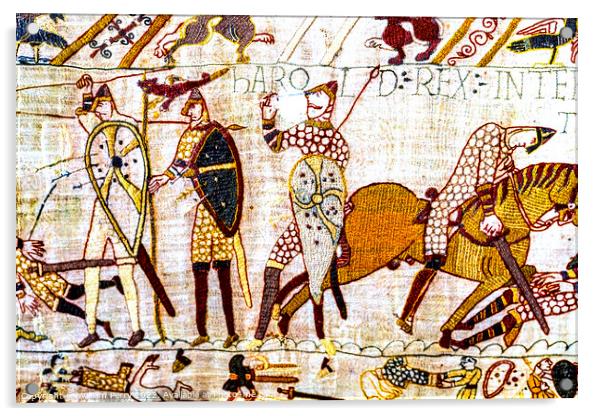 Death King Harold Battle Hastings Bayeux Tapestry Normandy Franc Acrylic by William Perry