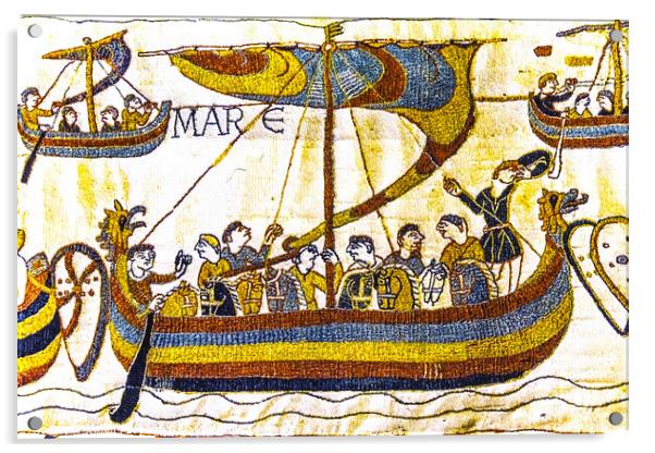 Norman Invastion Ship Bayeux Tapestry Bayeux Normandy France Acrylic by William Perry