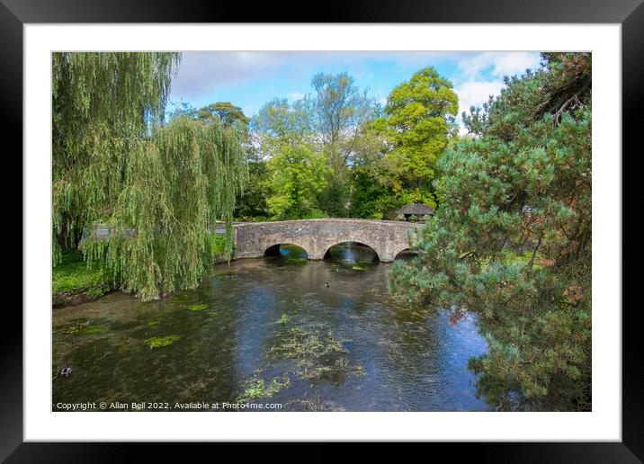 Bridge over river Coln Bibury Cotswolds Framed Mounted Print by Allan Bell