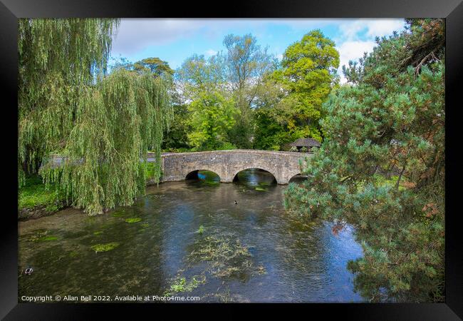 Bridge over river Coln Bibury Cotswolds Framed Print by Allan Bell