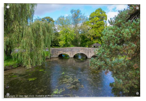 Bridge over river Coln Bibury Cotswolds Acrylic by Allan Bell