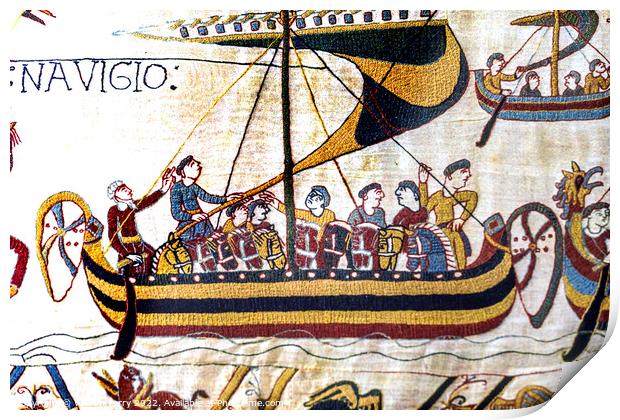 Norman Invastion Ship Bayeux Tapestry Bayeux Normandy France Print by William Perry