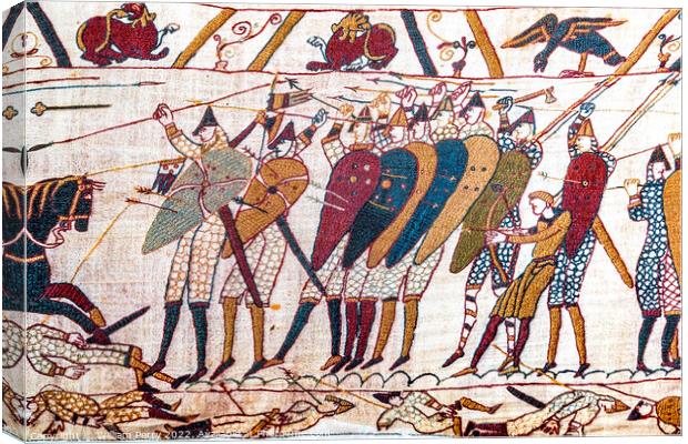 Battle Hastings Bayeux Tapestry Normandy France Canvas Print by William Perry
