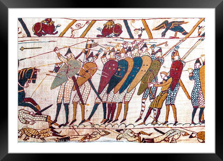 Battle Hastings Bayeux Tapestry Normandy France Framed Mounted Print by William Perry