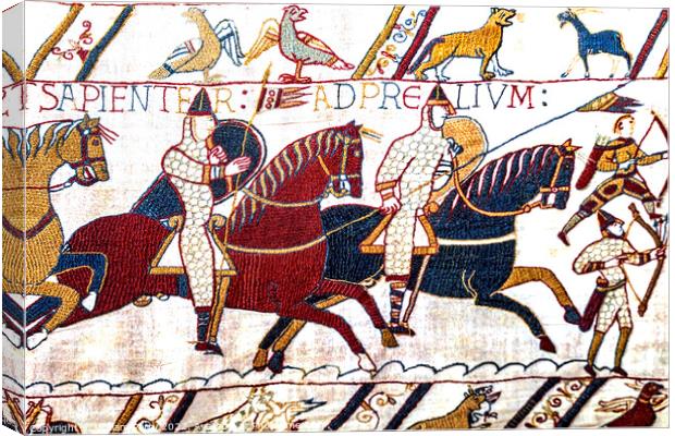 Norman Calvary Archers Battle Hastings Bayeux Tapestry Normandy  Canvas Print by William Perry