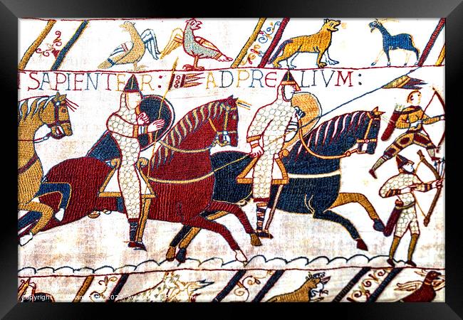 Norman Calvary Archers Battle Hastings Bayeux Tapestry Normandy  Framed Print by William Perry