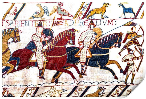 Norman Calvary Archers Battle Hastings Bayeux Tapestry Normandy  Print by William Perry
