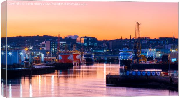  Aberdeen Harbour Sunset  Canvas Print by Navin Mistry