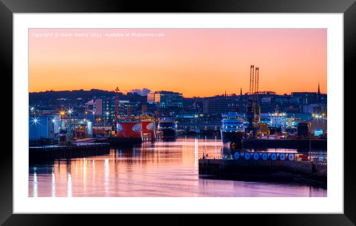  Aberdeen Harbour Sunset  Framed Mounted Print by Navin Mistry