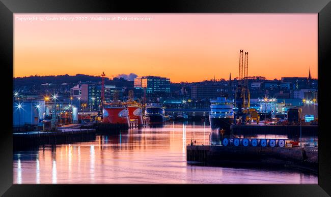  Aberdeen Harbour Sunset  Framed Print by Navin Mistry