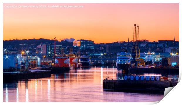  Aberdeen Harbour Sunset  Print by Navin Mistry
