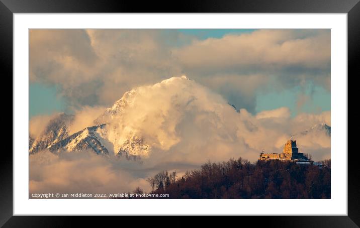 Mountain and Castle Framed Mounted Print by Ian Middleton