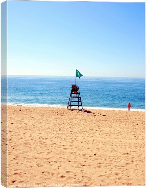 Lonely Lifeguard in portrait. Canvas Print by john hill