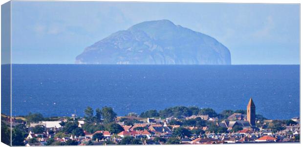 Ayrshire town of Prestwick and Ailsa Craig Canvas Print by Allan Durward Photography