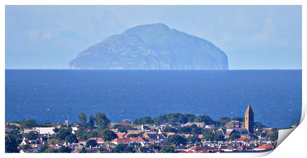 Ayrshire town of Prestwick and Ailsa Craig Print by Allan Durward Photography
