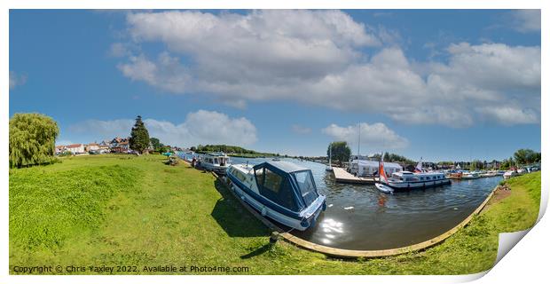 360 panorama captured on the River Bure in Horning, Norfolk Broads Print by Chris Yaxley