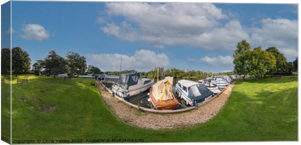 360 panorama captured at Womack Staithe, Norfolk Broads Canvas Print by Chris Yaxley