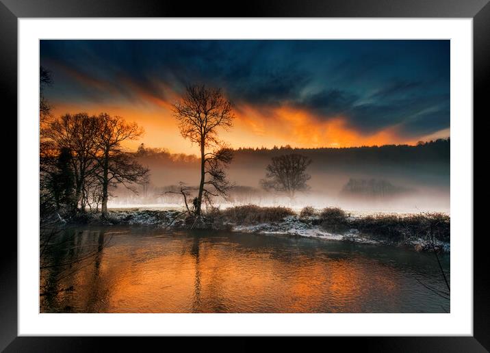 Frosty Tamar River, Cornwall Framed Mounted Print by Maggie McCall