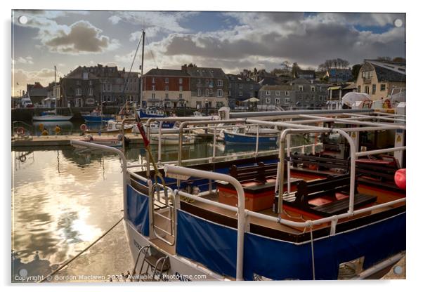 Boats in Padstow Harbour, Cornwall Acrylic by Gordon Maclaren