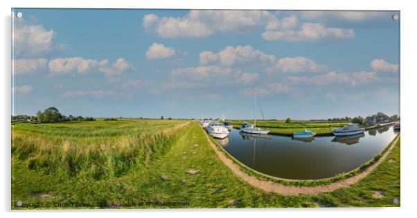 360 panorama captured at the public moorings in Thurne Dyke, Norfolk Broads Acrylic by Chris Yaxley