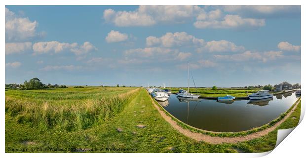 360 panorama captured at the public moorings in Thurne Dyke, Norfolk Broads Print by Chris Yaxley