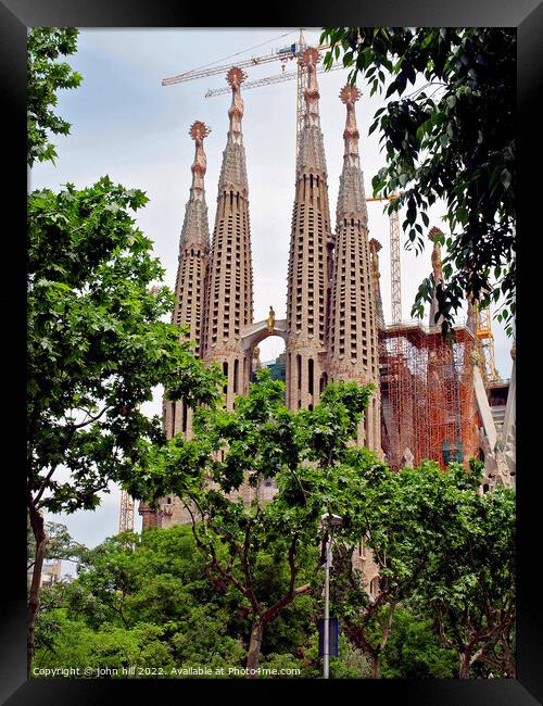 Sagrada Família, Barcelona, Spain in portait. Framed Print by john hill