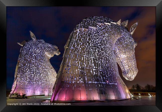 The Kelpies At Night Framed Print by Jim Monk