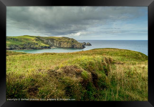 Clifftop View, looking South towards Bossiney Cove Framed Print by Michael Shannon