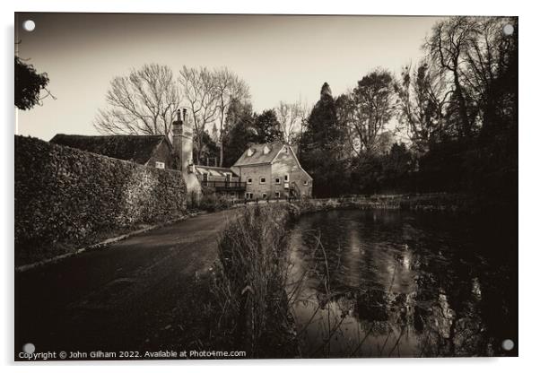 Mill Pond - Wateringbury Kent Acrylic by John Gilham