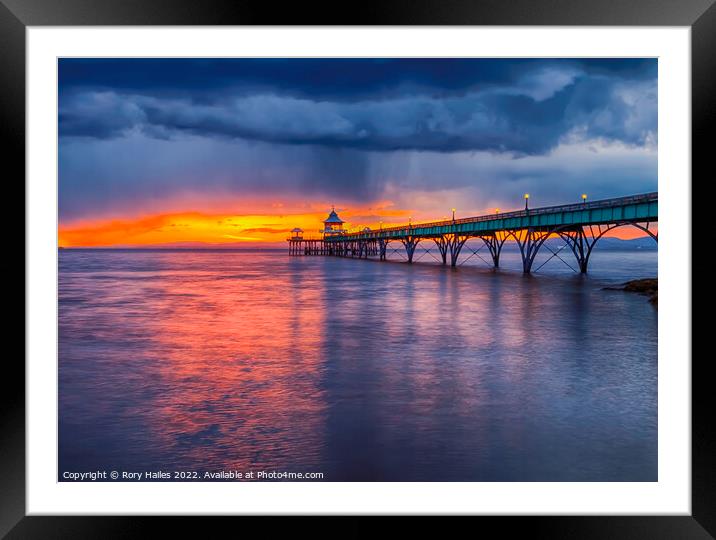 Clevedon Pier at sunset  Framed Mounted Print by Rory Hailes