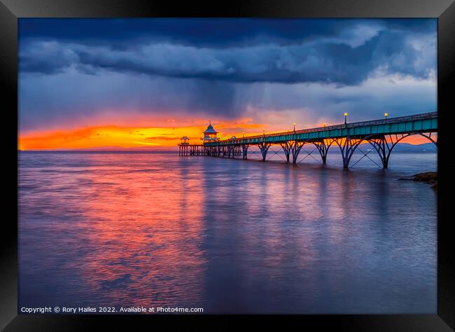 Clevedon Pier at sunset  Framed Print by Rory Hailes
