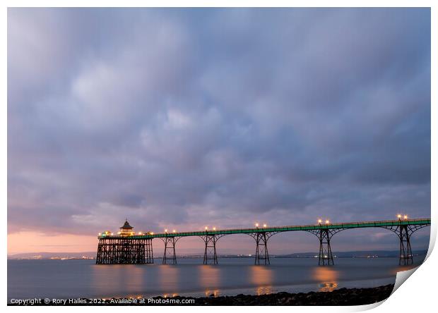 Clevedon Pier at Night Print by Rory Hailes