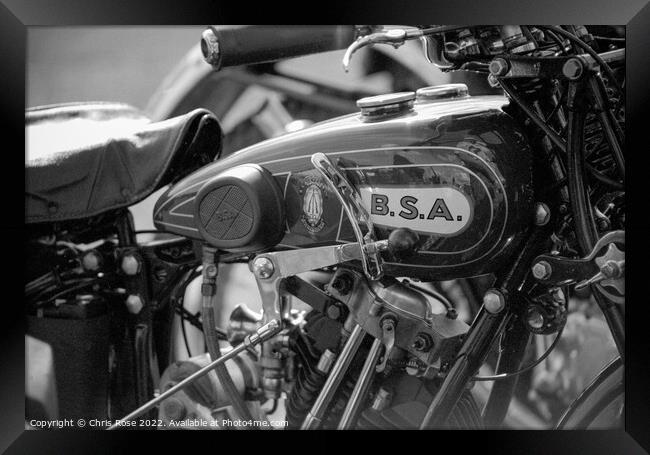 BSA motorcycle detail Framed Print by Chris Rose