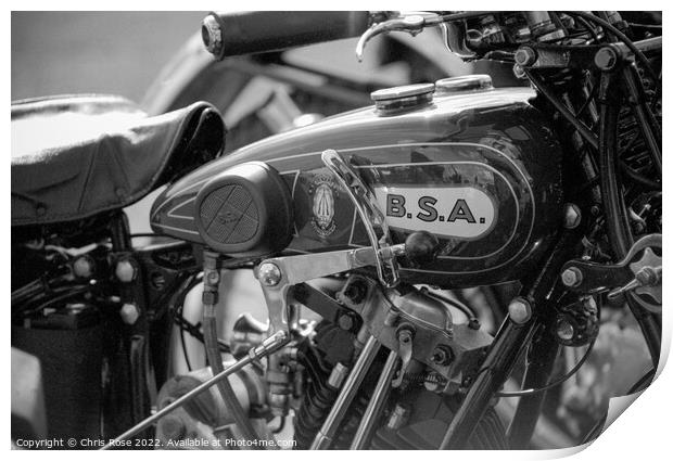 BSA motorcycle detail Print by Chris Rose