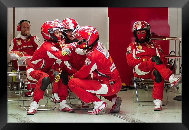 Ferrari Pit Crew Framed Print by SEAN RAMSELL