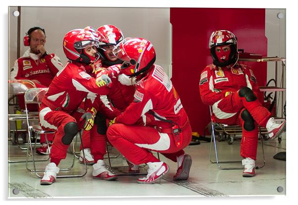Ferrari Pit Crew Acrylic by SEAN RAMSELL