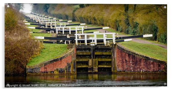 Caen Hill Locks Acrylic by Stuart Wyatt