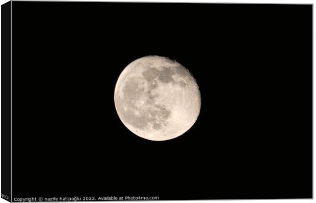 night and full moon,bright full moon,close-up full moon Canvas Print by nazife hatipoğlu