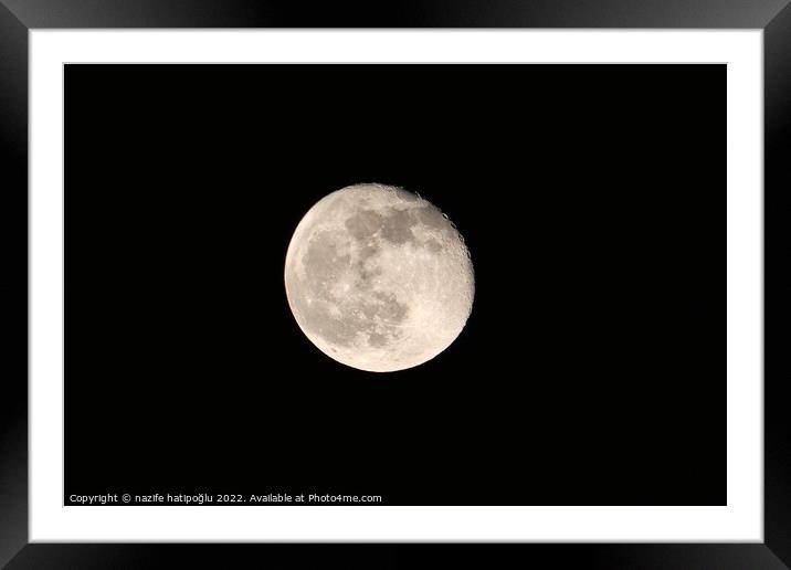 night and full moon,bright full moon,close-up full moon Framed Mounted Print by nazife hatipoğlu