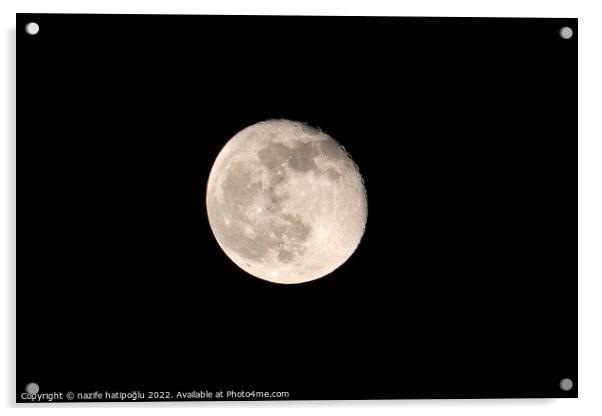 night and full moon,bright full moon,close-up full moon Acrylic by nazife hatipoğlu