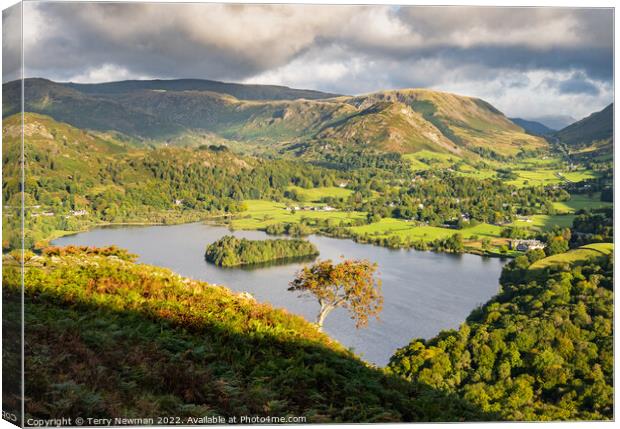 A Serene Autumn Morning at Grasmere Lake Canvas Print by Terry Newman