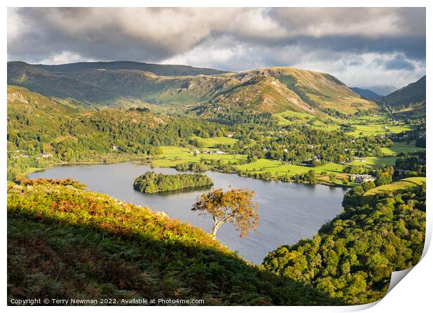 A Serene Autumn Morning at Grasmere Lake Print by Terry Newman