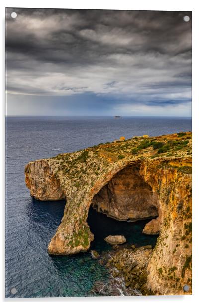 Blue Grotto In Malta Acrylic by Artur Bogacki