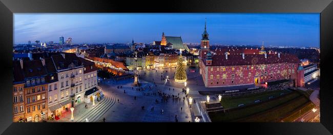 Evening Panorama of Warsaw City in Poland Framed Print by Artur Bogacki