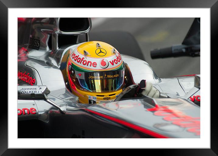 Lewis Hamilton Framed Mounted Print by SEAN RAMSELL