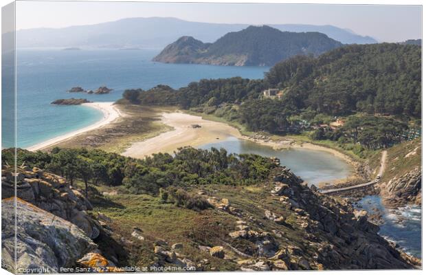 Aerial View of Stunning Landscape in the Cies Islands Natural Pa Canvas Print by Pere Sanz
