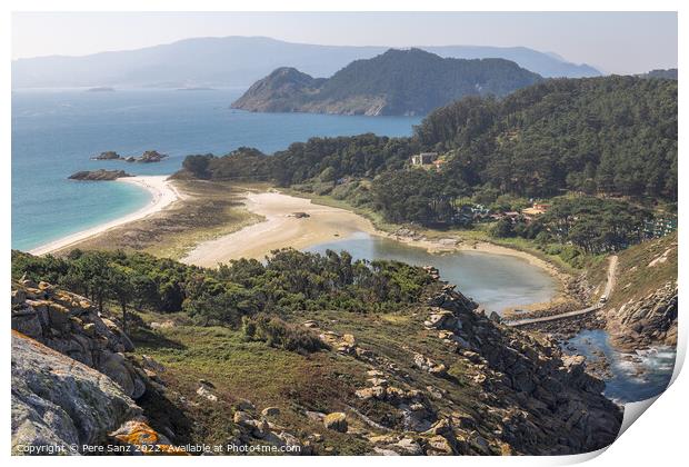 Aerial View of Stunning Landscape in the Cies Islands Natural Pa Print by Pere Sanz
